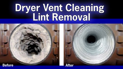 Before and after dryer vent lint removal